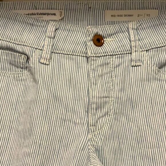 Anthro Pilcro letterpress striped Skinny Railroad blue white Jean denim 25 - Picture 6 of 16
